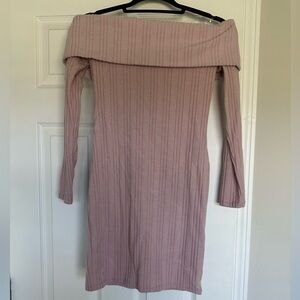 Off shoulder sweater dress
